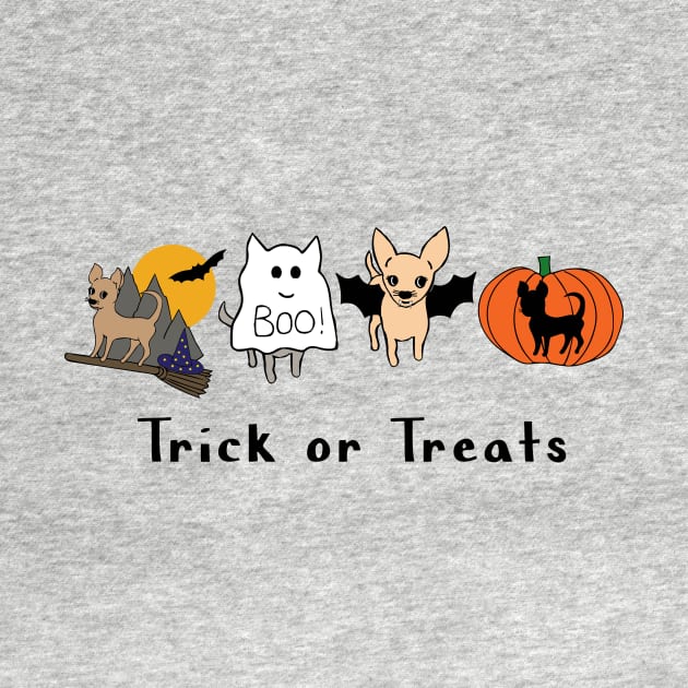 Lilac Halloween Chis - Smooth coat chihuahuas - Halloween Chihuahua Tee by bettyretro